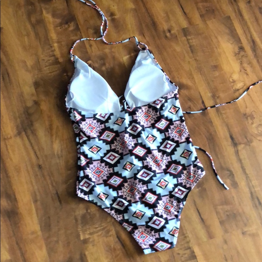 Aztec Geo Tribal Print Strappy Sexy Lace-up Swim - Picture 5 of 5